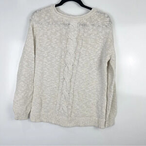 American Living Chunky Cable Knit Cream Sweater Size Small